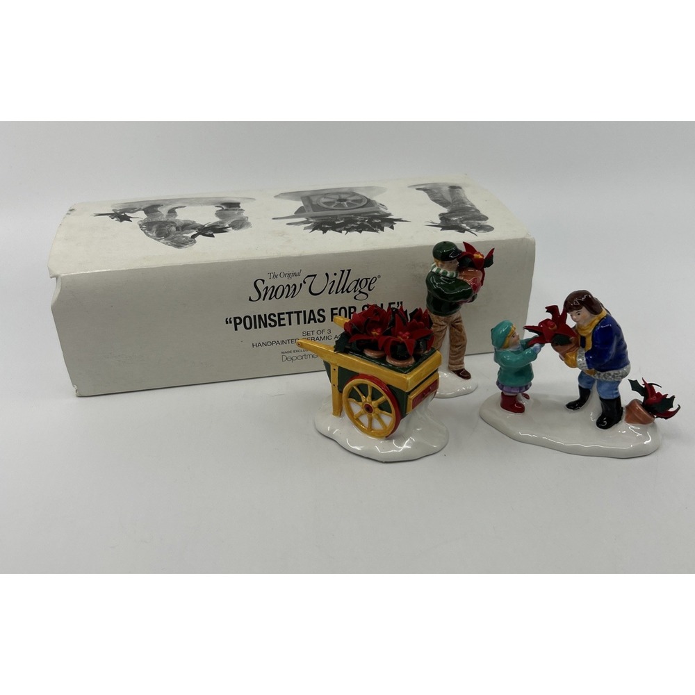 The Snow Village Accessory Department 56 Poinsettias For Sale Set of 3 No.54861.